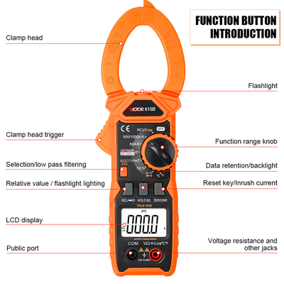 VICTOR 615B DC 1500V 1000A True RMS AC DC Digital Clamp Multimeter mit Live NCV Solarenergie Klemmmeter