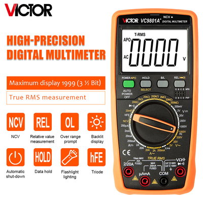 Victor VC9801A+ 9801 Taschen-Multimeter Wahrer RMS-Temperatur-Kapazitätstester