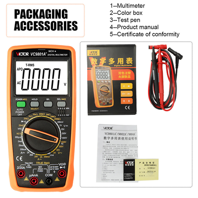 VICTOR VC9805A+1999(3 1/2) Richtiger RMS-Digital-Multimeter Tester Widerstandsmessung AC DC 1000V 20A Voltmeter Ammeter