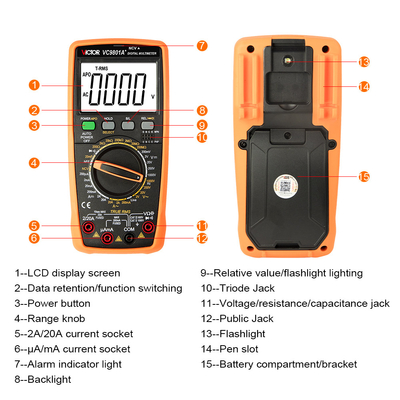 VICTOR VC9808+ digitaler Multimeter 2000uF Kapazitätsmesser 10MHz Frequenztemperatur- und Induktivitätsmessung mit LCR-Test