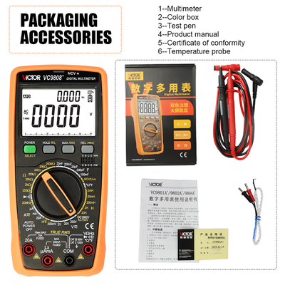 VICTOR VC9808+ digitaler Multimeter 2000uF Kapazitätsmesser 10MHz Frequenztemperatur- und Induktivitätsmessung mit LCR-Test