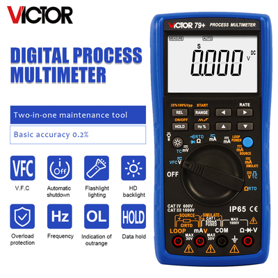 VICTOR 79+ Prozess Multimeter Widerstand 400 Ohm Thermoelement Frequenz 100 Hz Schleife 24 V Digitales Multimeter