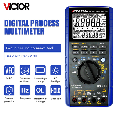 VICTOR 79A+ Profi-Multifunktionsprozesskalibrierender Multimeter Digitaler Prozessmultimeter
