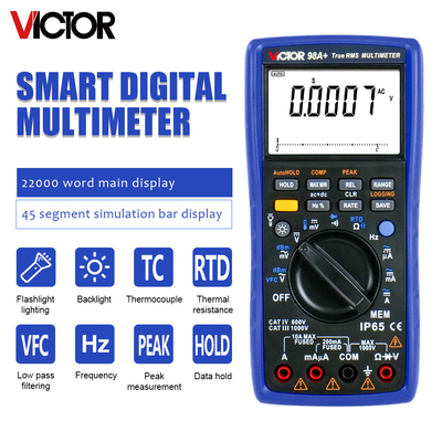 VICTOR 98A+ VICTOR Digitales Multimeter 22000 Zählungen Anzeige Automatikbereich Multimeter mit USB