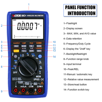 VICTOR 98C+ drahtloser Digital Multimeter 22000 Zählungen Anzeige automatischer Reichweiten-Multimeter