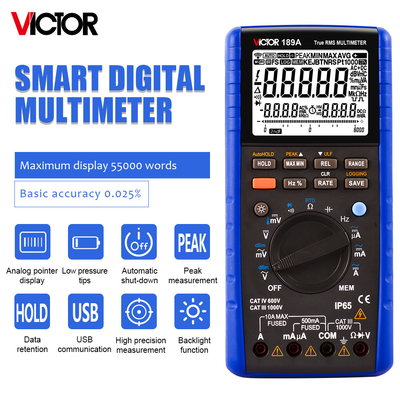 VICTOR189A 0,025% Genauigkeit 55000 Zählungen VICTOR Digital Multimeter 1000V Sicherung