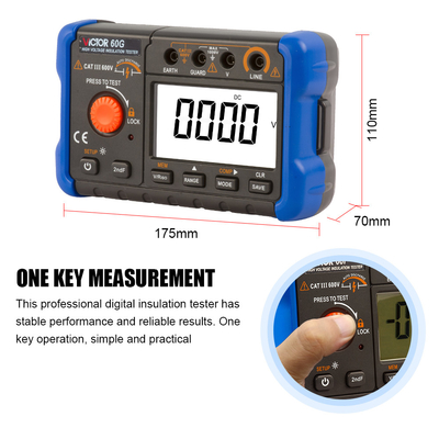 VICTOR60H Anzeige Digitale Isolierungstester 1000V mit Datenaufzeichnung Megohmmeter