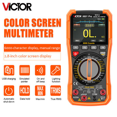 VICTOR 9801Pro Digitalmultimeter mit TFT-Bildschirm und 6000-Zähler-Anzeige